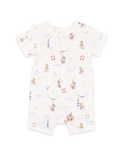 Load image into Gallery viewer, Bébé Axel Print Organic SS Zip Romper