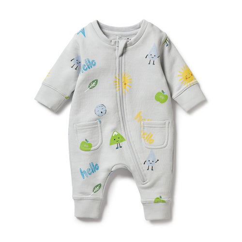 wilson + frenchy Bluebell Organic Terry Growsuit