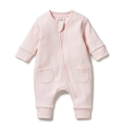 wilson + frenchy Pink Organic Quilted Growsuit