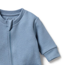 Load image into Gallery viewer, wilson + frenchy Storm Blue Organic Quilted Growsuit