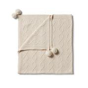 W+F Knitted Cable Blanket - Oatmeal Melange