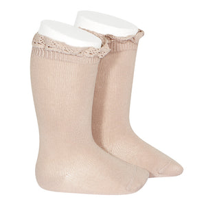 Cóndor Knee High Socks with Lace Ruffle Edging - assorted