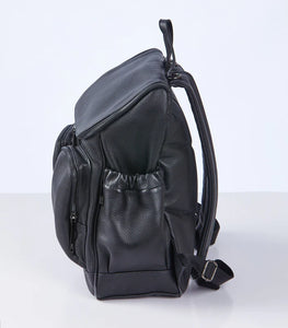 OiOi Genuine Leather Nappy Backpack - Jet Black