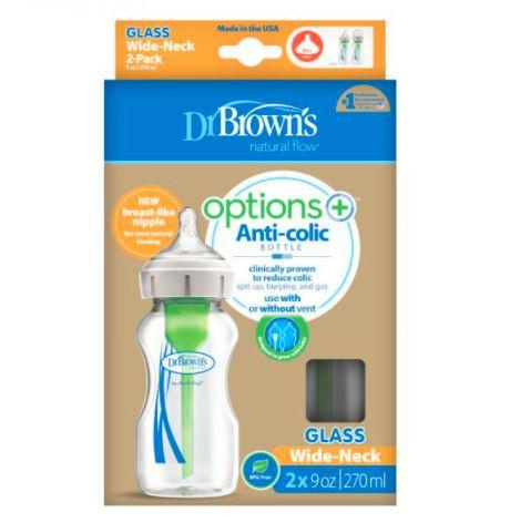 Dr. Brown’s™ Options+™ Anti Colic GLASS Wide-Neck Baby Bottle - 2 Pack