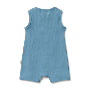 wilson + frenchy Organic Rib Growsuit - Sky Blue