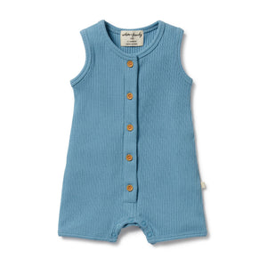 wilson + frenchy Organic Rib Growsuit - Sky Blue