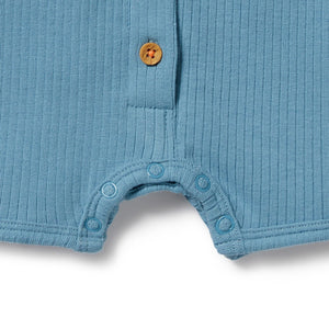 wilson + frenchy Organic Rib Growsuit - Sky Blue