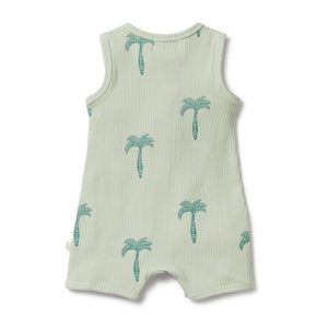 wilson + frenchy Organic Rib Growsuit - Palm Tree