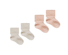 Load image into Gallery viewer, Quincy Mae Melange Socks || Oatmeal + Rose - www.bebebits.com.au