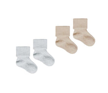 Load image into Gallery viewer, Quincy Mae Melange Socks || Taupe + Blue - www.bebebits.com.au