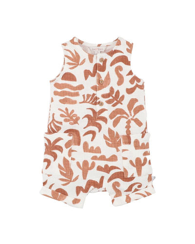 fox & finch Abstract Oasis Print Caramel Romper
