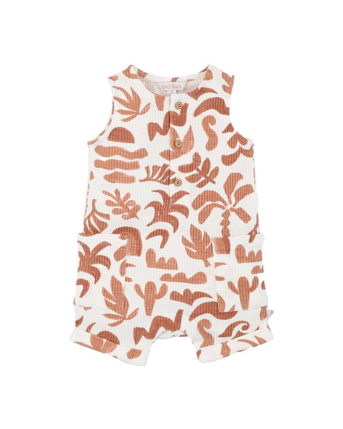 fox & finch Abstract Oasis Print Caramel Romper