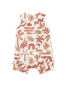 fox & finch Abstract Oasis Print Caramel Romper
