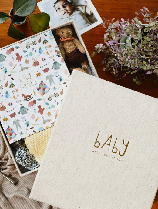 write to me - Baby Keepsake Capsule. Oatmeal