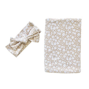 Mini & Me Organic Jersey Baby Wrap & Headband Set