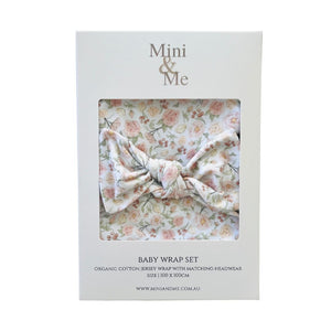 Mini & Me Organic Jersey Baby Wrap & Headband Set