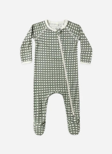 Quincy Mae Bamboo Zip Footie || Forest Check