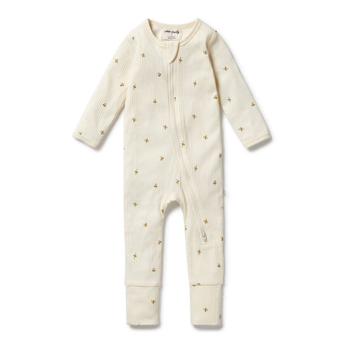 wilson + frenchy Organic Zipsuit with Feet | Bee Mine