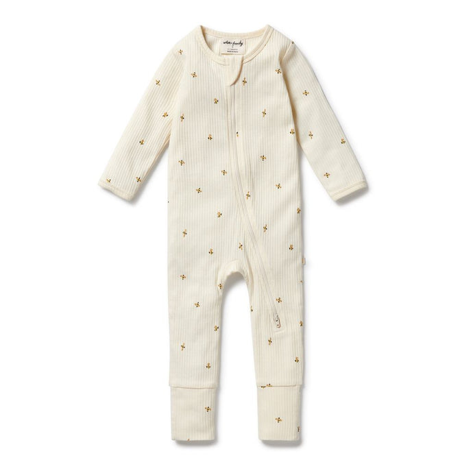 wilson + frenchy Organic Zipsuit with Feet | Bee Mine