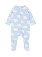 Load image into Gallery viewer, Bébé Blue Cloud Jacquard LS Onesie
