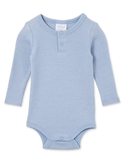 Milky Blue Marle Rib Bubbysuit + Pant Set