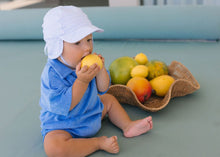 Load image into Gallery viewer, Acorn Soft Jersey Flap Cap | Blue Sprinkle