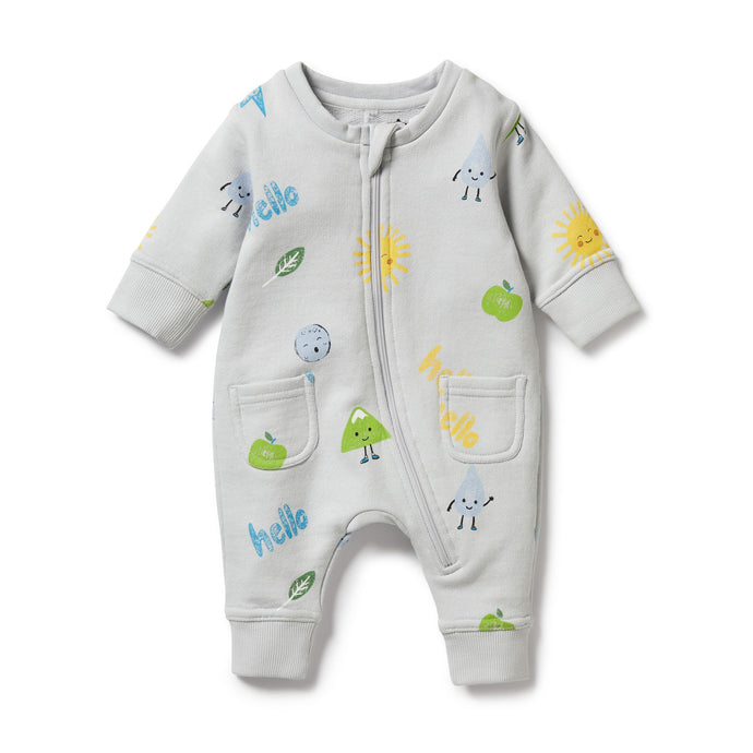 wilson + frenchy Bluebell Organic Terry Growsuit