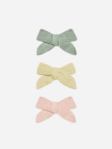 Quincy Mae Bow with Clip || Sage, Yellow, Melon