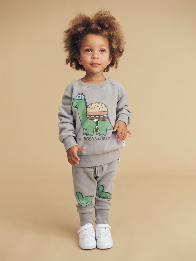 Huxbaby Burgersaurus Sweatshirt & Dino Drop Crotch Pant Set