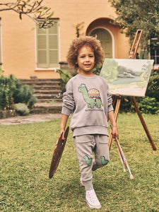 Huxbaby Burgersaurus Sweatshirt & Dino Drop Crotch Pant Set