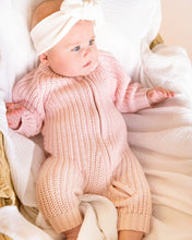 Load image into Gallery viewer, Bébé Knitted Zip Romper | Pale Pink - www.bebebits.com.au
