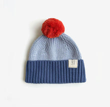 Load image into Gallery viewer, Chunky Colour Block Beanie | Navy Sky-Tomato