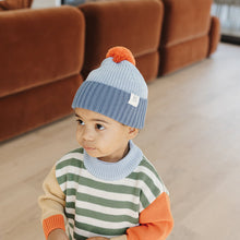 Load image into Gallery viewer, Chunky Colour Block Beanie | Navy Sky-Tomato