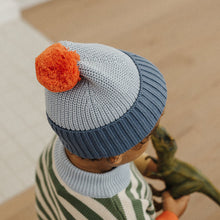 Load image into Gallery viewer, Chunky Colour Block Beanie | Navy Sky-Tomato