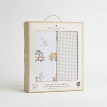 Load image into Gallery viewer, Living Textiles 2 Pack Cotton Jersey Cot Fitted Sheet | Tractor Ride