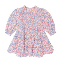 Load image into Gallery viewer, HUX Vintage Floral Puff Long Sleeve Shirred Dress