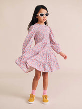 Load image into Gallery viewer, HUX Vintage Floral Puff Long Sleeve Shirred Dress