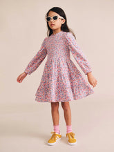 Load image into Gallery viewer, HUX Vintage Floral Puff Long Sleeve Shirred Dress