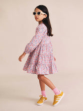 Load image into Gallery viewer, HUX Vintage Floral Puff Long Sleeve Shirred Dress