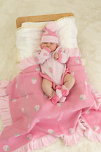 Load image into Gallery viewer, confetti kidz Frilly Knit Blanket | Strawberry Kisses
