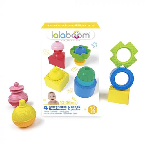 lalaboom 4 Geo Shapes & Beads - 12 Pieces