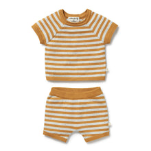 Load image into Gallery viewer, wilson + frenchy Organic Knitted Set | Golden Wave Stripe