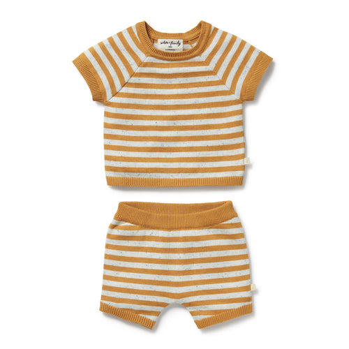 wilson + frenchy Organic Knitted Set | Golden Wave Stripe