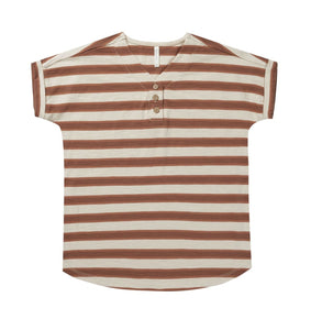 Rylee + Cru henley shirt dress || cedar stripe