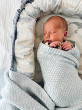 Load image into Gallery viewer, Cuddle Bug &amp; Co Herringbone Blanket | Sky Blue Melange