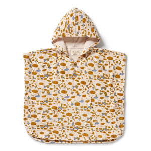 wilson + frenchy Organic Terry Hooded Poncho - Flower Burst