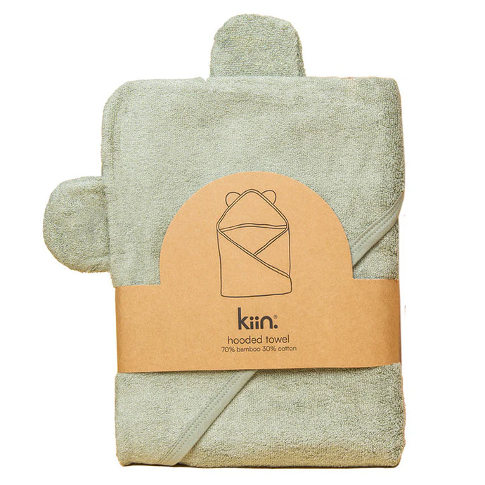 kiin. Bamboo Cotton Hooded Towel - Sage