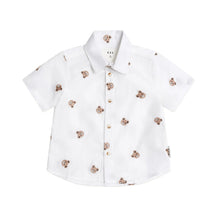 Load image into Gallery viewer, HUXBABY Shortsleeve Huxbear Button Up Crisp White