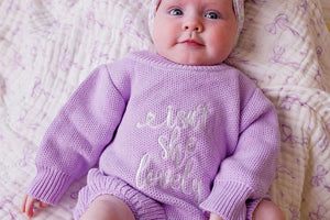 confetti kidz "Isn't She Lovely" Knit Romper | Lilac