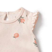 Load image into Gallery viewer, wilson + frenchy Organic Pointelle Ruffle Growsuit - Peaches